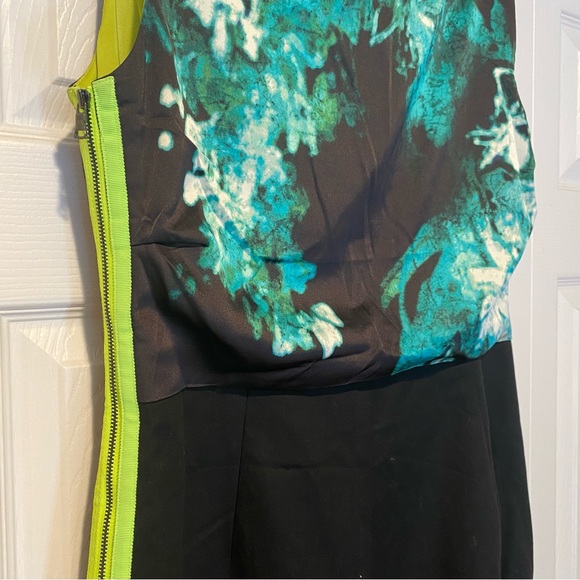 TAHARI Satin Neon Zipper Accent Office Professional Dress. Size 14 - Picture 5 of 16
